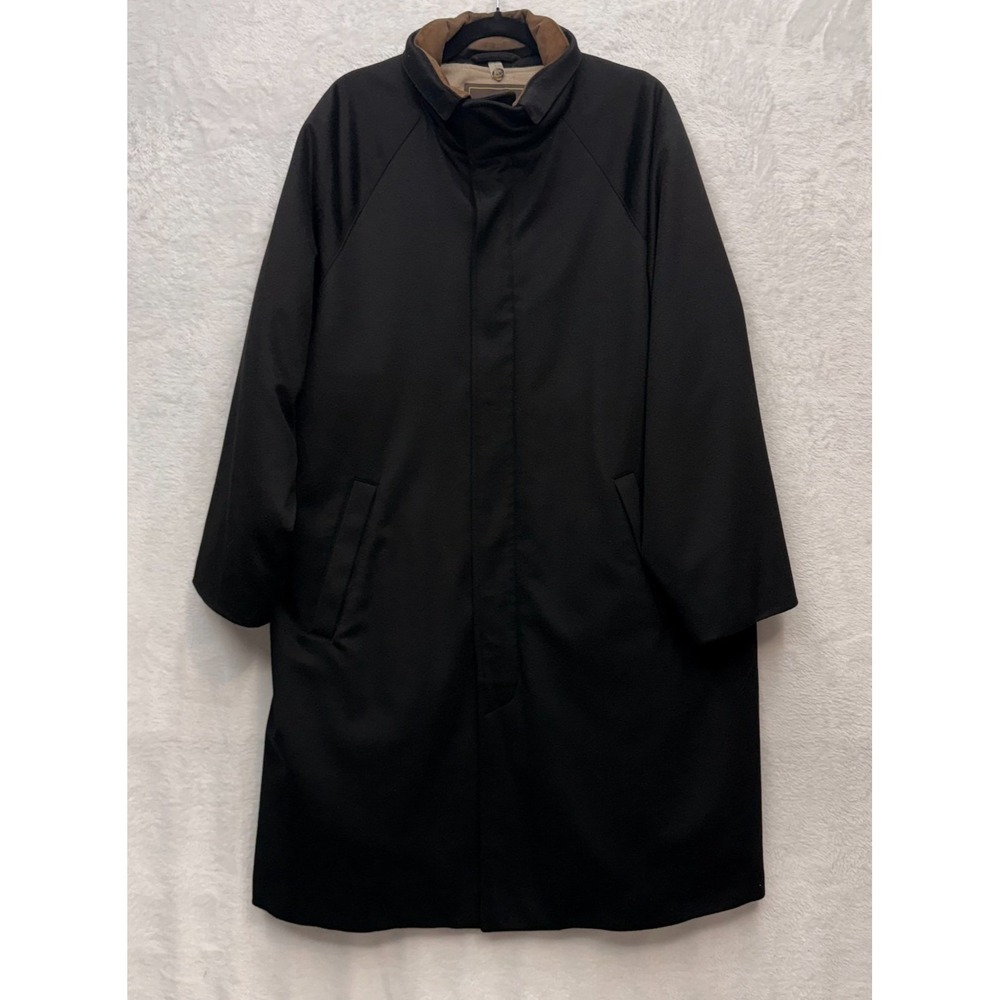 Loro Piana Icer Coat Mens XL Black Pure Cashmere Storm System Suede Collar Italy